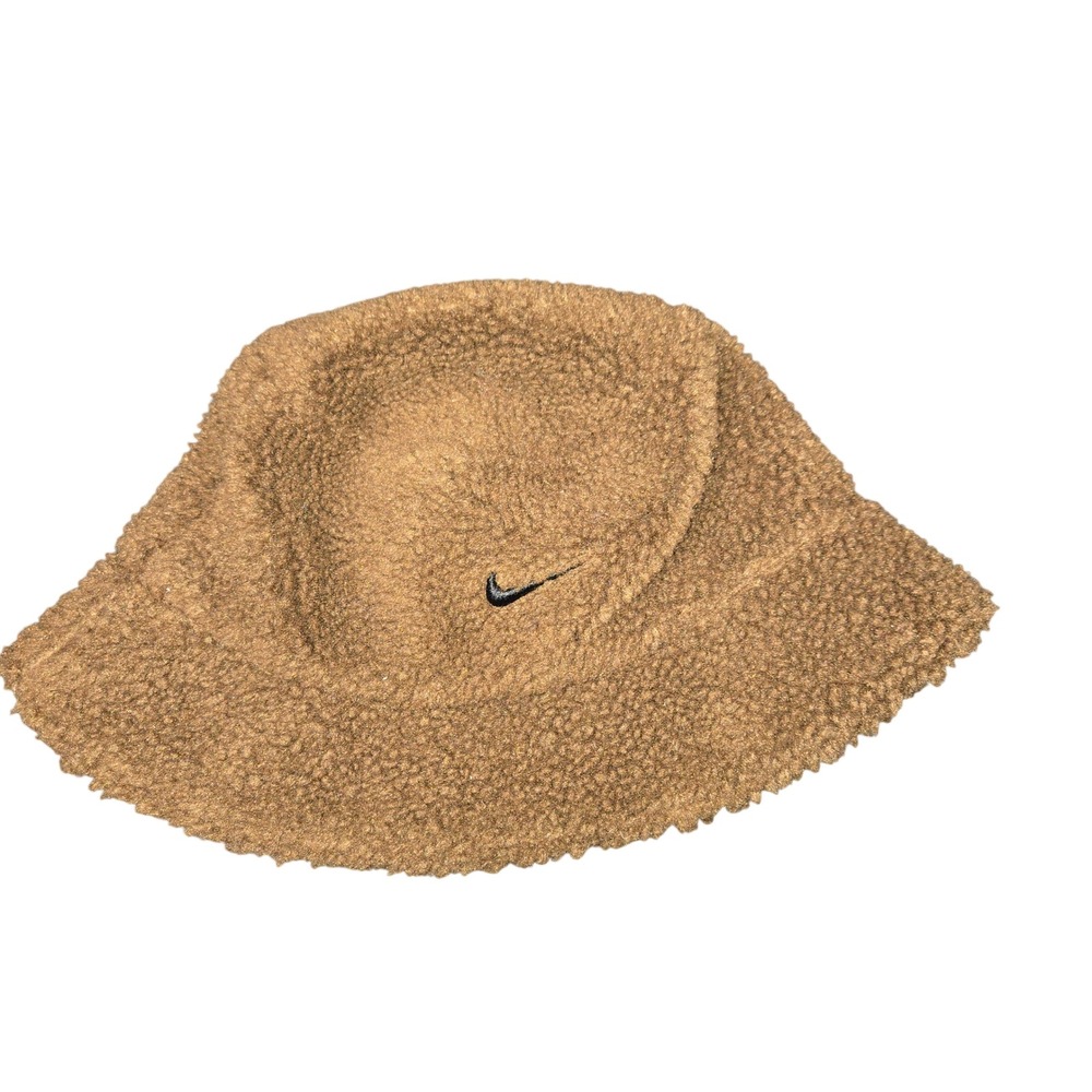 Nike Sportswear Faux Fur Bucket Hat Brown Sherpa Swoosh DV5437-259 ML
